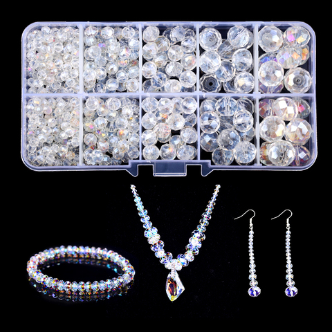 Unids/caja de cuentas de cristal redondas planas para fabricación de joyas, accesorios de pulsera y collar, tamaño variado de 4-12mm, 495 ► Foto 1/6