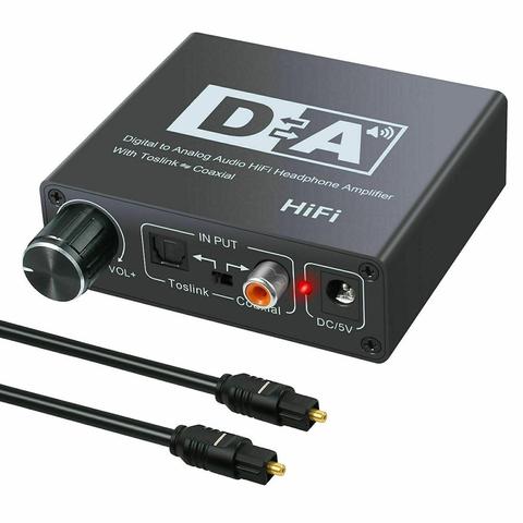 AMPLIFICADOR DE AURICULARES Digital DAC Hifi, convertidor de Audio analógico RCA de 3,5mm, salida Coaxial óptica Toslink, portátil, dac de 24 bits ► Foto 1/6