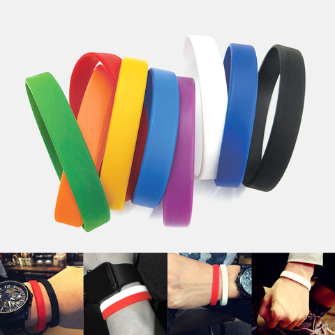 Pulsera deportiva de goma de silicona para hombre y mujer, brazalete de mano Flexible, informal, accesorios de mano ► Foto 1/6