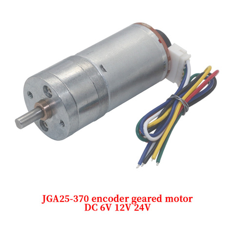 Motor de JGA25-370 de desaceleración CC con codificador, disco de código de medición de velocidad, momento fuerte, 6V, 12V, 24V ► Foto 1/5