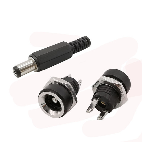 10 Uds DC Power pin conector 2,1mm x 5,5 hembra enchufe Jack + DC-022B macho enchufe Jack adaptador ► Foto 1/4