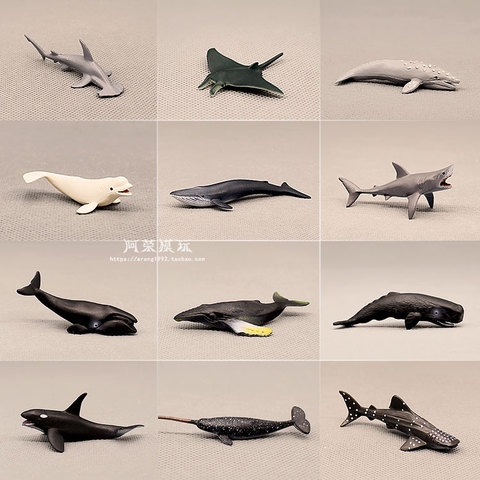 Figuras de acción de animales marinos, modelo de ballena azul y gris, ballena, tiburón, Delfín, Manta Rays, mundo oceánico, Mini figuritas de epoxi, Juguetes ► Foto 1/5