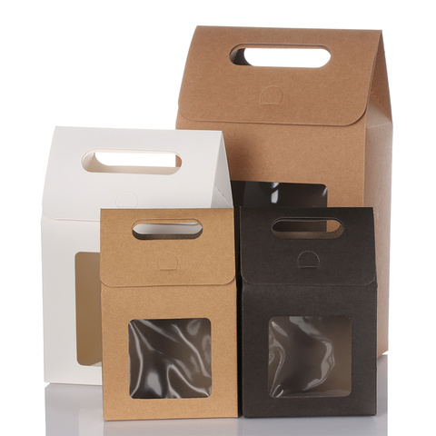 6 uds Kraft de papel de caramelo bolsas de embalaje claro papel de ventana PVC paquete Boda REGALOS de fiesta de cumpleaños suministros de embalaje de caja de joyería ► Foto 1/6