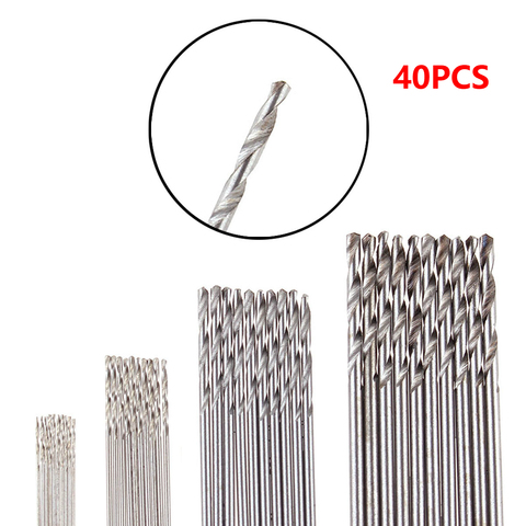 40 piezas 0,5mm-2,0mm HSS Mini Drill Twist brocas juego de vástago recto PCB plástico ► Foto 1/5