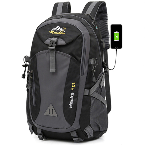 Mochila de viaje para hombre y hombre, de 40L, resistente al agua, con carga USB, senderismo, acampada, deportes al aire libre, mochila escolar ► Foto 1/6