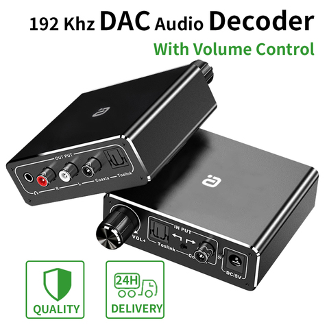 Convertidor de Audio analógico Digital, 192kHZ, Hifi, DAC Amp 3,5mm, amplificador de auriculares, salida Coaxial, decodificador Toslink a RCA AC3 ► Foto 1/6