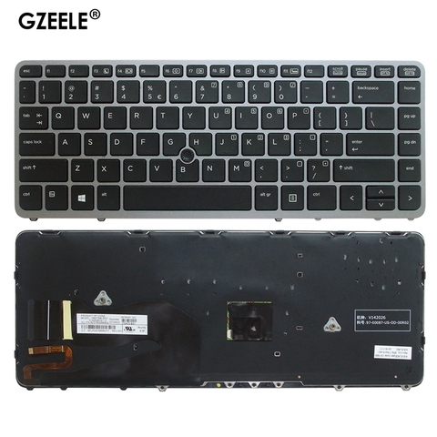 Teclado Inglés para portátil HP EliteBook 840 G1 850 G1 ZBook 14 para HP 840 G2 US, retroiluminación plateada con puntero ► Foto 1/5