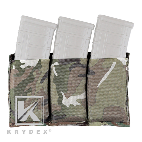 KRYDEX-funda táctica Triple para revistas, funda de alta velocidad, Triple apertura superior, 5,56, para Rifle y revistas, de dibujo rápido, MOLLE/PALS, MC ► Foto 1/6