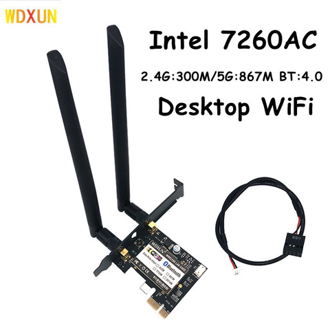PCi Express 7260AC 2,4G/5G Dual banda 7260HMW 867Mbps inalámbrico PCi-E Wi-Fi Bluetooth 4,0 WIFI 7260 tarjeta de escritorio ► Foto 1/2