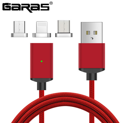 GARAS-Cable magnético USB tipo C, 3 en 1 adaptador de Cable, cargador rápido, Cables de teléfono móvil para tipo C/Micro USB ► Foto 1/6