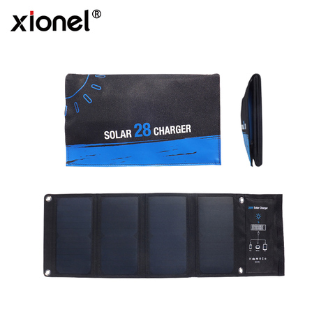 Xionel-cargador Solar plegable de carga rápida para exteriores, 3 puertos USB, 28W, 5V, resistente al agua, con Panel Solar ► Foto 1/6