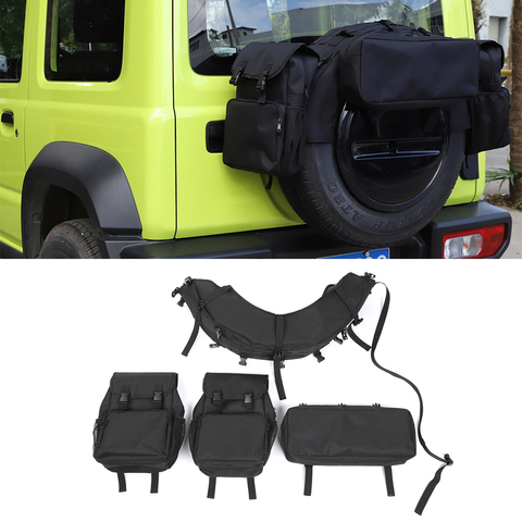 Para Suzuki Jimny 2022 JB43 JB64 JB74 bolsa de almacenamiento de neumáticos de repuesto bolsas organizadoras de carga accesorios de coche negro para Suzuki Jimny 19 + ► Foto 1/6