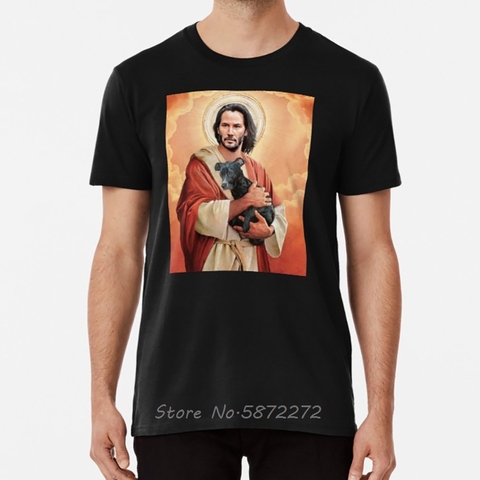 Keanu Reeves-Camiseta con estampado de cachorros, Camiseta con estampado de perro, Keanu Reeves, Reeves, Jesús, cartel de Jesús, obra de arte ► Foto 1/3