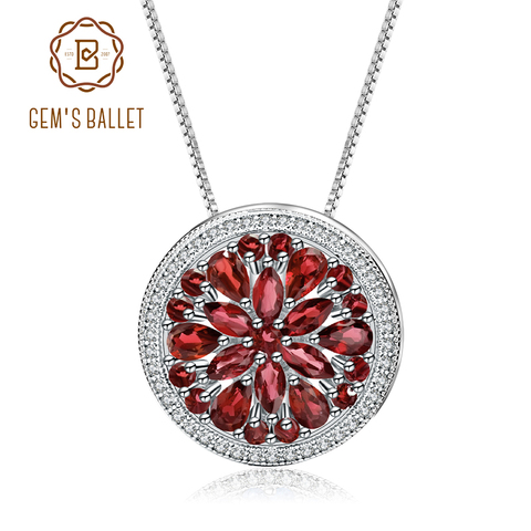 GEM'S BALLET-colgante de GEMA de granate roja Natural para mujer, Collar de plata de ley 925 redondo, joyería fina ► Foto 1/6