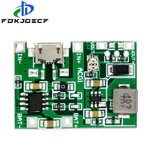 Placa del cargador de batería de iones de litio, módulo de aumento de DC-DC ajustable TP4056, 18650 V, 3,7 V, 4,2 V, 9V, 5V, 2A, 10 Uds. ► Foto 1/2