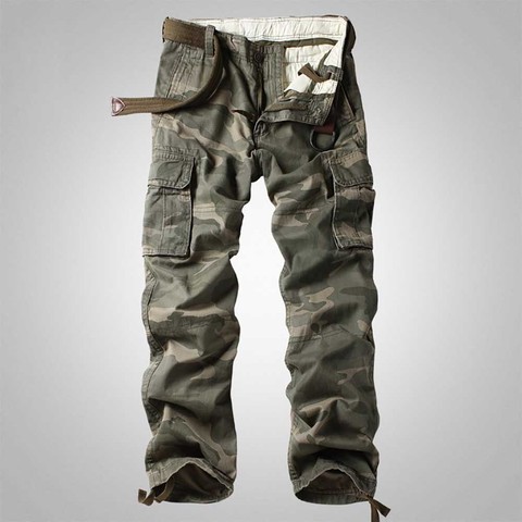 Pantalones Cargo de hombre estilo militar táctico, Pantalones rectos de bolsillo para correr, pantalones holgados sueltos de camuflaje, ropa para hombre ► Foto 1/6