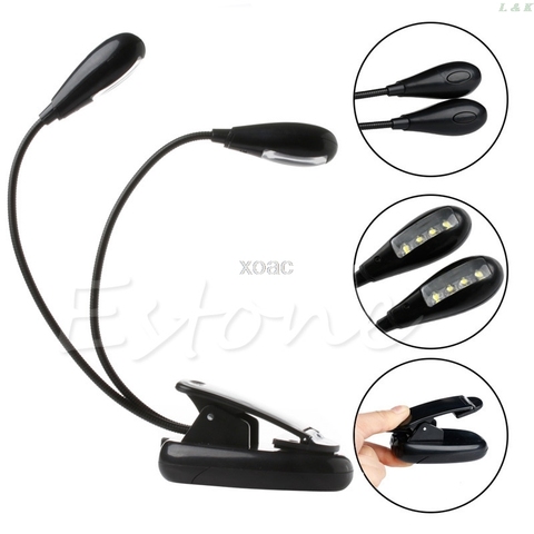 8 LED de lectura de libros de mesa de lámpara de luz brillante Dual ajustable Flexible doble Clip para cuellos de cisne-en el brazo de estudiar música, luz de escritorio M12 ► Foto 1/6