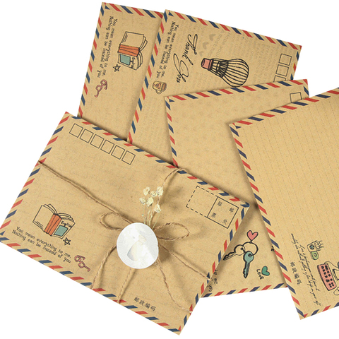 8 unids/pack papel Kraft clásico sobre correo aéreo postal tarjetas de felicitación, sobre para invitaciones tarjeta de regalo - Historial de precios y revisión | Vendedor de AliExpress - Childlike Gift