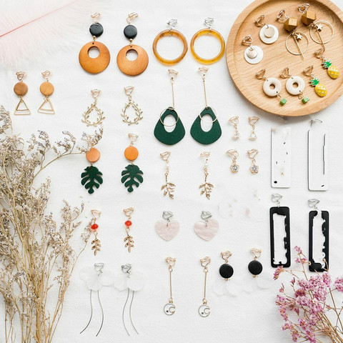 Joyería de colección de múltiples estilos para niña y mujer, aretes de Clip de hojas geométricas con personalidad creativo coreano, accesorios de moda para niña y Mujer ► Foto 1/6