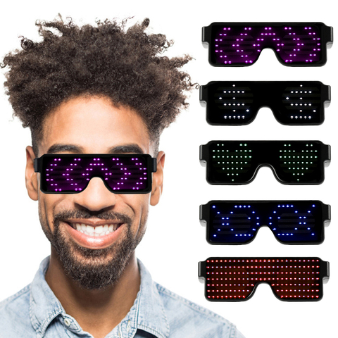Nuevo 11 modos Flash rápido gafas de fiesta LED USB carga gafas luminosas Navidad luz para concierto juguetes Dropshipping ► Foto 1/6