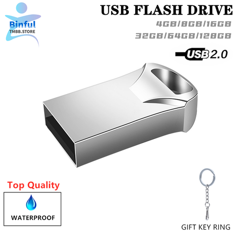 BINFUL-mini unidad flash usb de metal 4G, 8G, 16GB, 32GB, 64GB, 128G, unidad de memoria Flash con memoria portátil, regalo de disco en U ► Foto 1/6