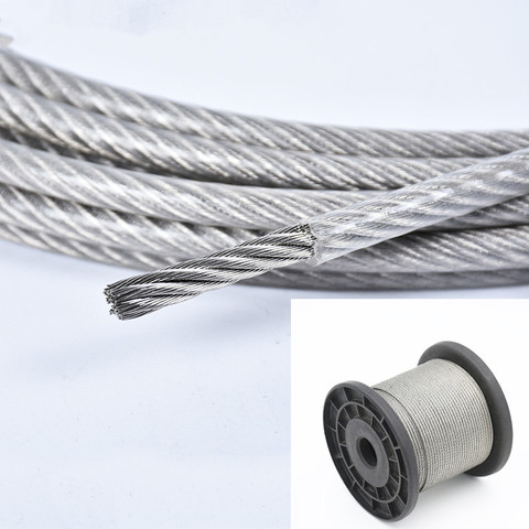 Cable Flexible recubierto de PVC, cuerda de alambre suave de acero inoxidable, transparente, diámetro de 1mm, 1,2mm, 1,5mm, 2mm, 3mm, 10 metros ► Foto 1/6