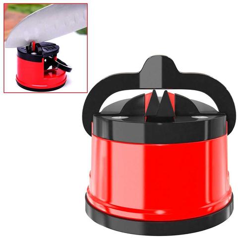 OcioDual Afilador de Cuchillos Tijeras Navajas Manual con Ventosa Fijacion Carburo Tungsteno Rojo Base para Cocina Palanca ► Foto 1/3