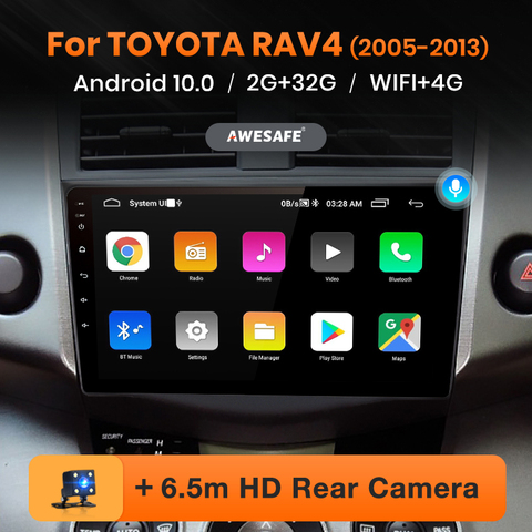 AWESAFE-Radio Multimedia PX9 con GPS para coche, Radio con reproductor de vídeo, No 2 din, Android 10, 2GB + 32GB, para Toyota RAV4 RAV 4 ► Foto 1/6