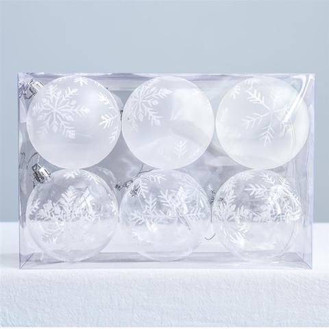 Bolas navideñas transparentes de moda, decoración de bolas de árbol de Navidad para Festival, bricolaje, esfera con copos de nieve transparente mate, 6 uds. ► Foto 1/6