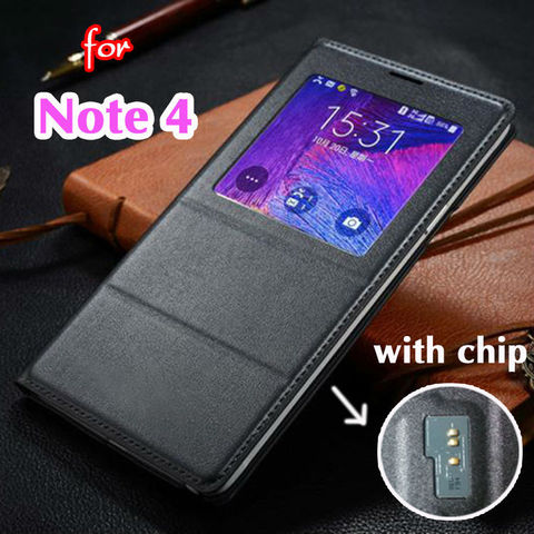 Smart View-Funda de cuero con Chip Original para Samsung Galaxy Note 4, Note 4, N910, N910F, N910H ► Foto 1/4