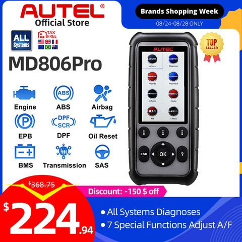 AUTEL-escáner de mano MD806 Pro OBD2 actualizado de MD806/MD808 con todos los sistemas de diagnóstico, 7 funciones especiales, DTC, búsqueda de diagnóstico ► Foto 1/6