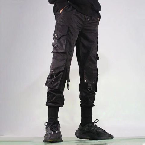 Pantalones Cargo bombachos para hombre, ropa informal estilo Hip Hop, de chándal, color negro, de gran tamaño, Harajuku ► Foto 1/6