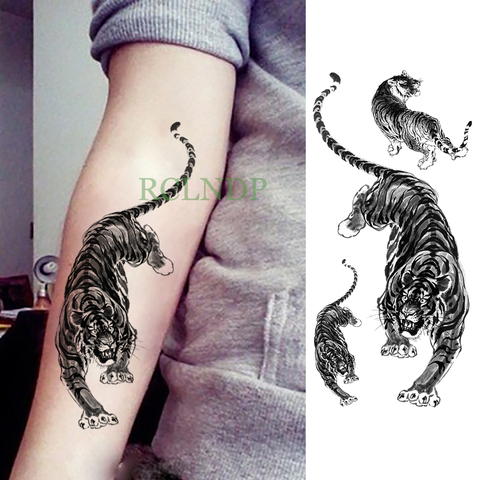 Impermeable etiqueta engomada del tatuaje temporal de tigre animal de la tatuaje falso Flash tatuaje pierna brazo mano pie tatouage para niñas, mujeres, señoras ► Foto 1/6