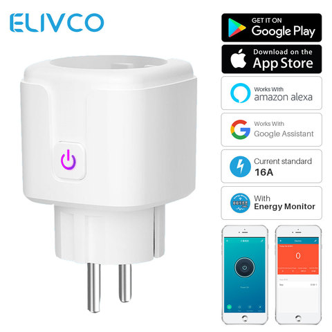 Enchufe inteligente con wifi de 16A, multienchufe estándar de la UE, monitor de energía y control por aplicación Tuya y el asistente de Google Alexa ► Foto 1/6