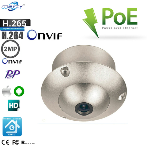 Lente gran angular Mini Flying Saucer cúpula H.264 ONVIF vigilancia de seguridad CCTV cámara IP POE Cámara UFO para ascensor ► Foto 1/6