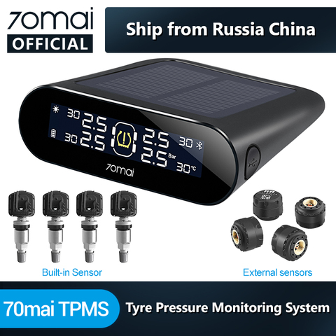 70mai Monitor de presión de neumáticos tpms sistema inglés APP Solar alimentación USB tpms 70 mai presión de neumático de coche sistema de sensores de alarma TPMS Lite ► Foto 1/6