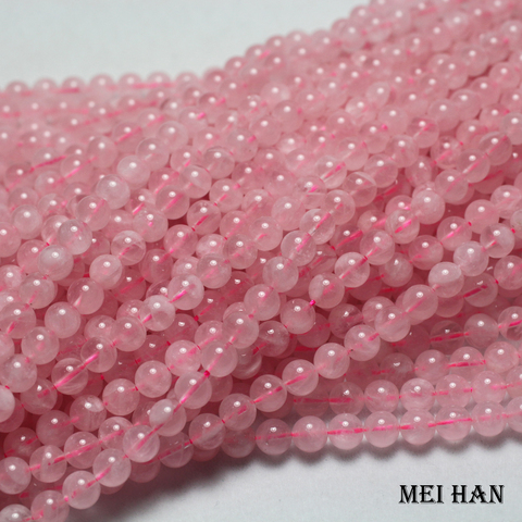 Meihan, Envío Gratis, Cuarzo Rosa natural de Madagascar, 6mm (3 hebras/juego), cuentas sueltas de piedra preciosa redonda para diseño de fabricación de joyas ► Foto 1/5