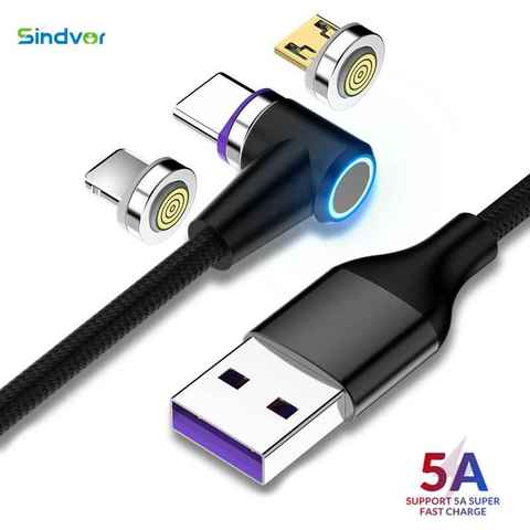 Cargador USB magnético tipo C de 5A, Cable magnético de carga rápida tipo C para teléfono Xiaomi, Huawei P30, P20, Mate 30, 20, 10 Pro, Honor 20 ► Foto 1/6