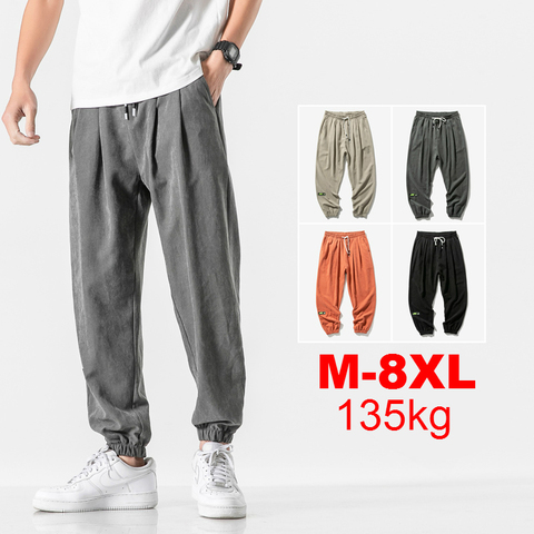 Pantalones de chándal sólidos para hombre, ropa de calle informal, estilo Hip Hop, de talla grande, 5XL, 6XL, 7XL, 8XL, nueva ► Foto 1/6