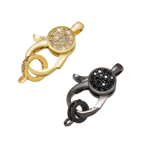 ZHUKOU-ganchos de cierre de cristal dorado y negro para mujer, 12x19mm, collar hecho a mano DIY, pulsera, accesorios de joyería, modelo: VK84 ► Foto 1/6