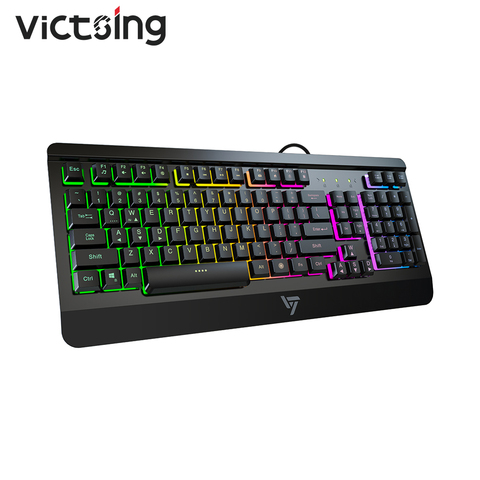 Teclado VicTsing PC149 para juegos teclado de membrana con cable ultradelgado con sensación mecánica 104 teclas retroiluminadas RGB para jugadores de PC ► Foto 1/6