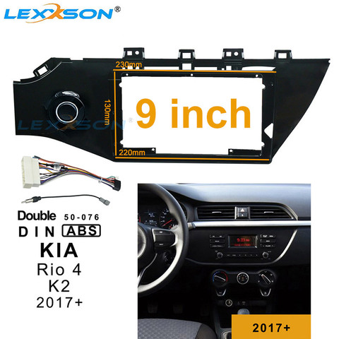 Fascia de radio de coche 2din de 9 pulgadas para KIA K2 RIO4 2017 + montaje de Panel estéreo Dash doble Din Marco de DVD para K2 RIO 4 2017 + ► Foto 1/5