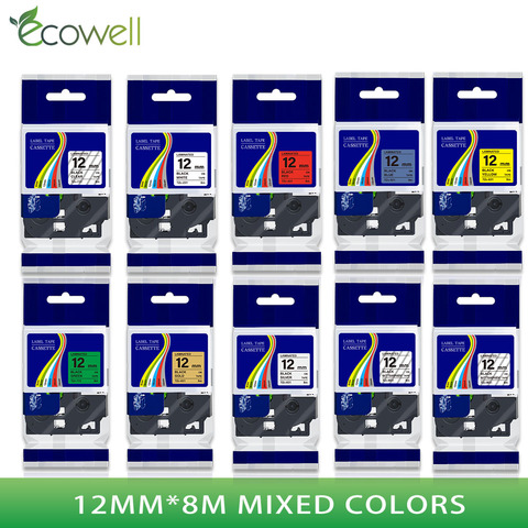 Ecowell tze-231 tze 231 tze231 cinta de etiquetas para tze laminado de 12mm compatible con el fabricante de etiquetas Brother p touch negro sobre blanco tz231 ► Foto 1/6
