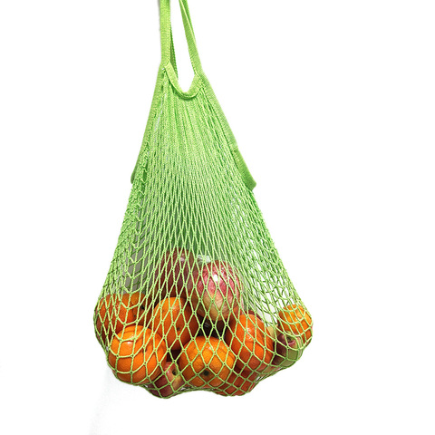 Bolsas nuevas de almacenamiento de compras de frutas, bolso de red de malla plegable reutilizable, con cadena, para guardar frutas ► Foto 1/4