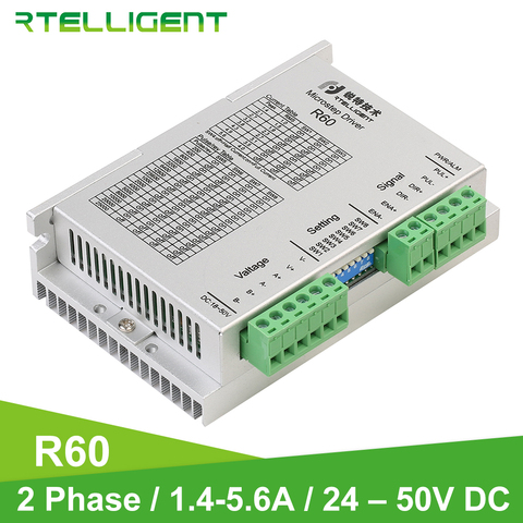 Rtelligent-controlador de Motor paso a paso NEMA 23 24, controlador de Motor R60 Digital 24-50VDC 5.6A para NEMA 23 24, Kit de máquina CNC de Motor paso a paso ► Foto 1/6