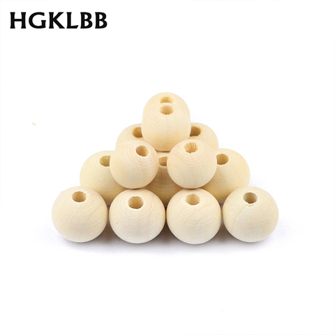 HGKLBB-bolas naturales de madera de 5 a 30MM, cuentas espaciadoras sueltas redondas ecológicas para fabricación de joyas, pulseras, accesorios artesanales ► Foto 1/6