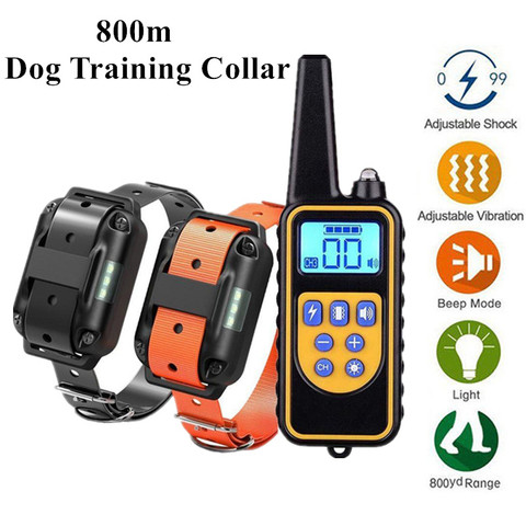 800m Collar de entrenamiento eléctrico para perro impermeable Control remoto para mascotas recargable entrenamiento, perro collar con Shock vibración sonido ► Foto 1/6