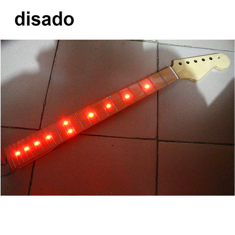 Disado 22 trastes-diapasón de arce con cuello de guitarra eléctrica, luces LED rojas incrustadas, piezas accesorios para guitarra, se puede personalizar ► Foto 1/6