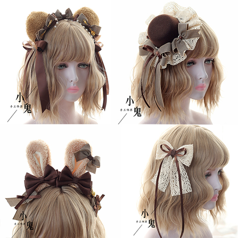 Diadema de lolita japonesa para la oreja de oso, bandanas de oso, kc, diadema estilo Lolita, accesorios para el cabello, carpeta lateral ► Foto 1/4