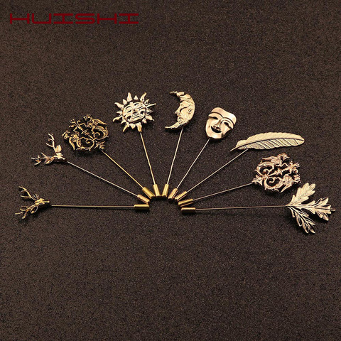 HUISHI-broche Vintage para hombre y mujer, accesorios de joyería, traje con forma de imperdible, joyería Retro de moda para boda ► Foto 1/6